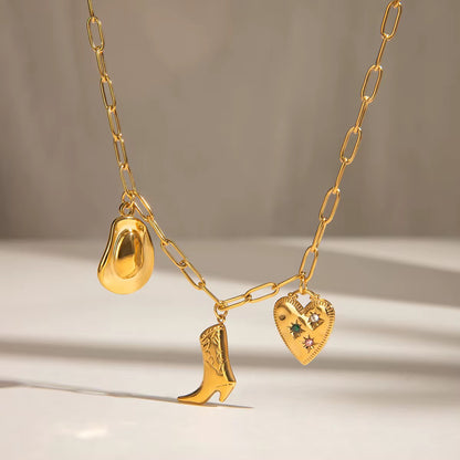 Charm Boot Necklace Western Style