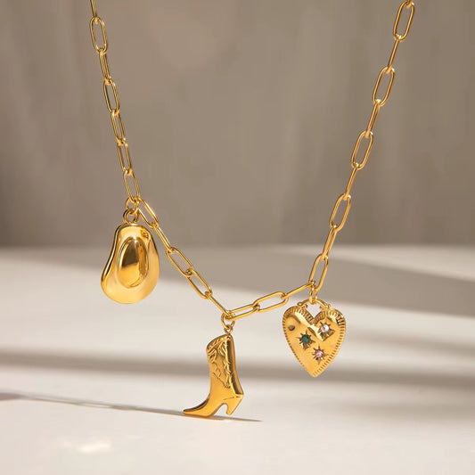 Charm Boot Necklace Western Style