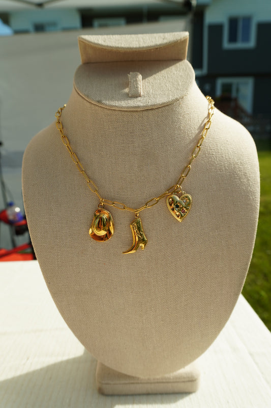 Charm Boot Necklace Western Style