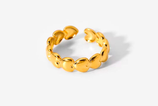 18K Gold Plated Stainless Steel Heart Band One size
