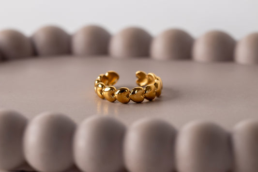 18K Gold Plated Stainless Steel Heart Band One size
