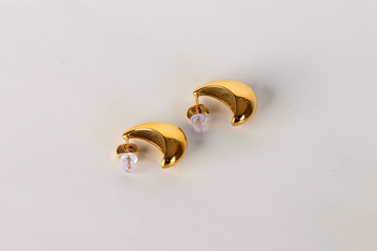 Crescent Moon Medium Hoop Earrings