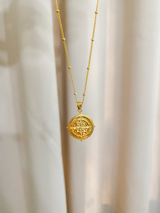 [kum.pas.] s925 Sterling Silver Compass Pendant Necklace